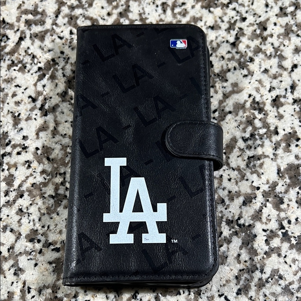Black LA Dodger Logo IPhone 12 Wallet Case